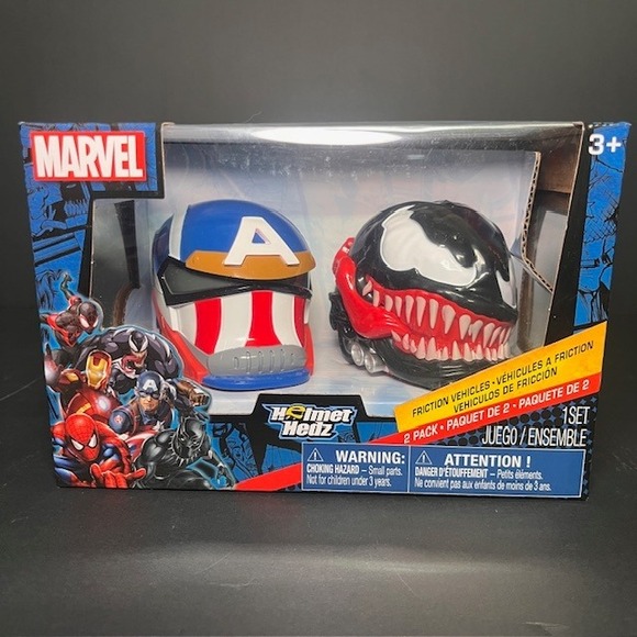 Helmet Headz Marvel Friction Vehicles Captain‎ America Venom 2-Pack - Picture 1 of 4